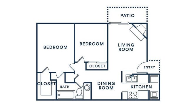 2 Beds • 1 Bath PG-1528 floor plan